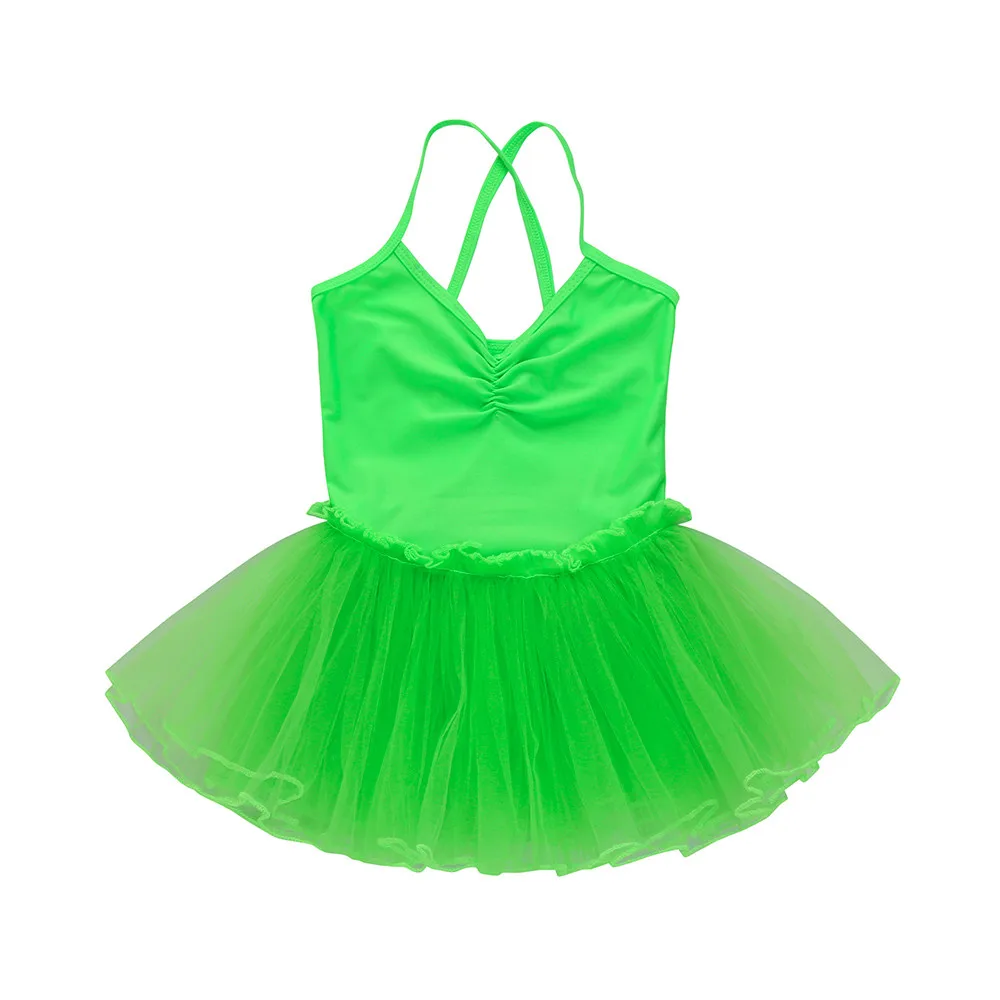 Платье telotuny для девочек, для балета Платье-пачка Купальник для танцев гимнастическое одежда с ремешками одежда красивое платье для девочек; модная новинка Jan8 - Цвет: Green