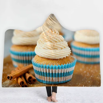 

SOFTBATFY Colorful Cupcake Hooded Blanket Fleece Throw Blanket Dropshipping