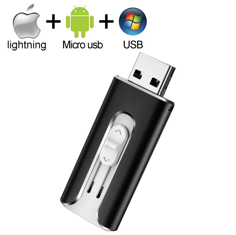 Metal USB Flash Drive 128gb OTG Pen Drive 32gb 64gb Usb 3.0 Flash Disk for iPhone X/8 Plus/8/7 Plus USB Memory Stick