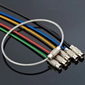 

1000 Pcs/lot Stainless Steel Wire Keychain Key Cable Ring Rope 7 Colors Rubber Tubing Screw Locking Tool