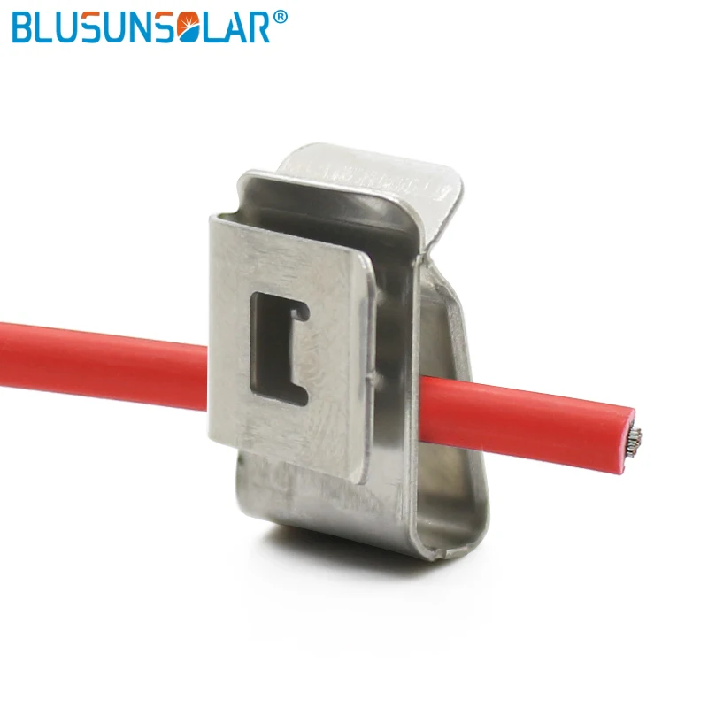 Braçadeira de Cabo Grampos de Cabo de Energia Pec de Aço Fotovoltaica para 10wag Fio de Cabo de Energia Inoxidável Solar Fotovoltaica 500 12awg
