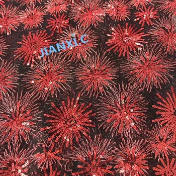 

Newest David-111635 french net lace fabric with sequins for party dress african tulle lace fabric