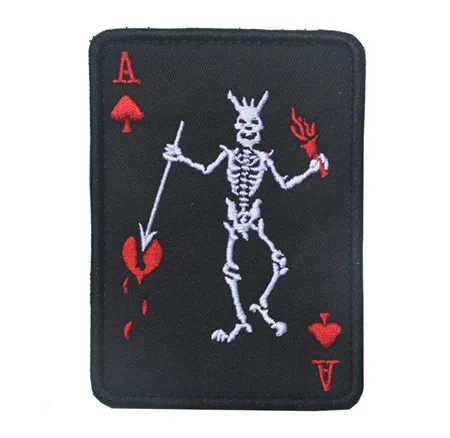 Кавалерист Ace of Spades Tarot Death Card прямоугольная вышитая тактическая нашивка боевой дух армии adhensible для железа на и палку на - Цвет: Black