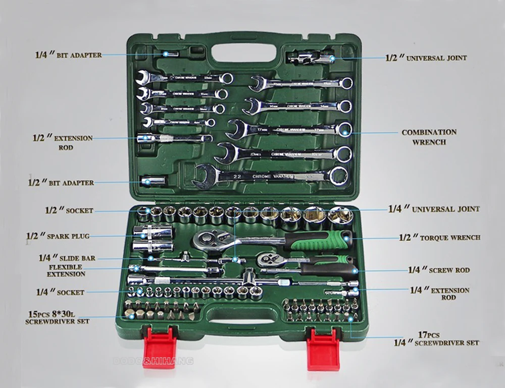 82pcs-the-key-combination-ratchet-llave-torque-wrench-1-2-set-auto-repair-hand-tools-1000PCSfor 11