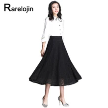 Весенне-осенняя юбка новая корейская мода Высокая талия сетка кружева тонкая Плиссированная Юбка femme миди юбка женская юбка одежда