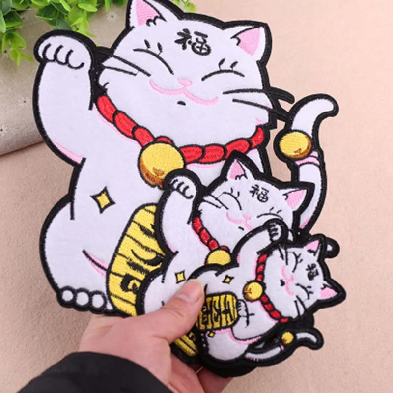 DoreenBeads 1 шт., милые нашивки с изображением из мультфильма Lucky Cat, вышитый талисман, нашивки для одежды, сделай сам, аппликация в полоску, наклейки для одежды