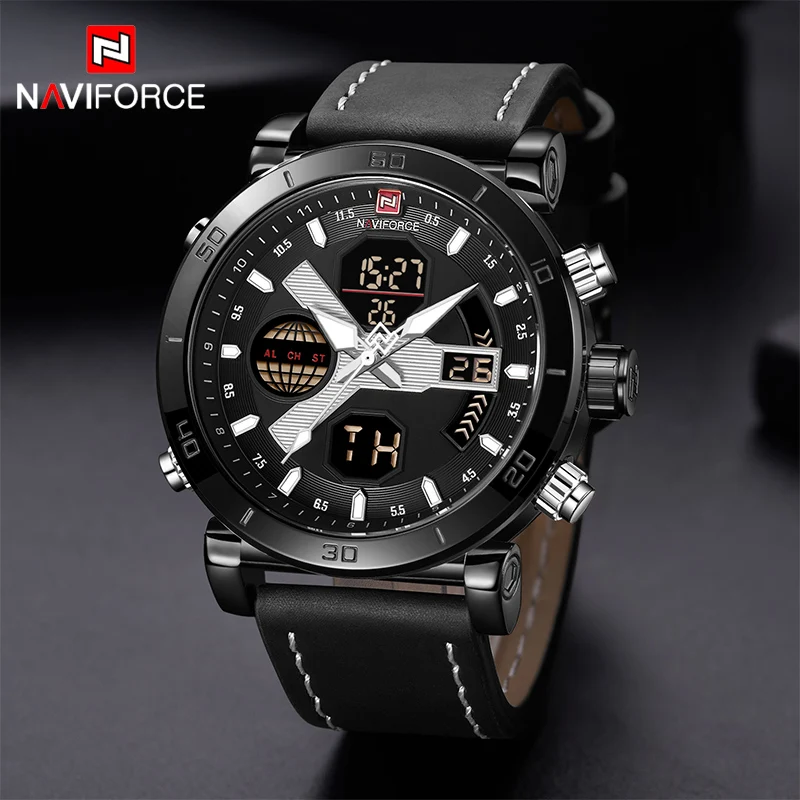 

NAVIFORCE New Luxury Brand Men's Quartz Watches Men Waterproof Leather Sport Watch Hour Clock Man Wristwatches Relogio Masculino