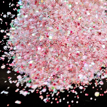 

Mixed Color Pink Nail Polish Acrylic Stripe Sequins Holographic Nail Art Glitter Powder Manicure Tools N267