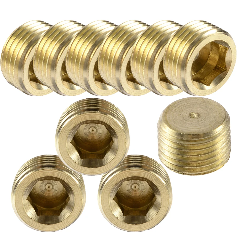 

10pcs Set Durable Copper Internal Hex Socket Pipe Plugs G1/8 1/8" NPT Thread