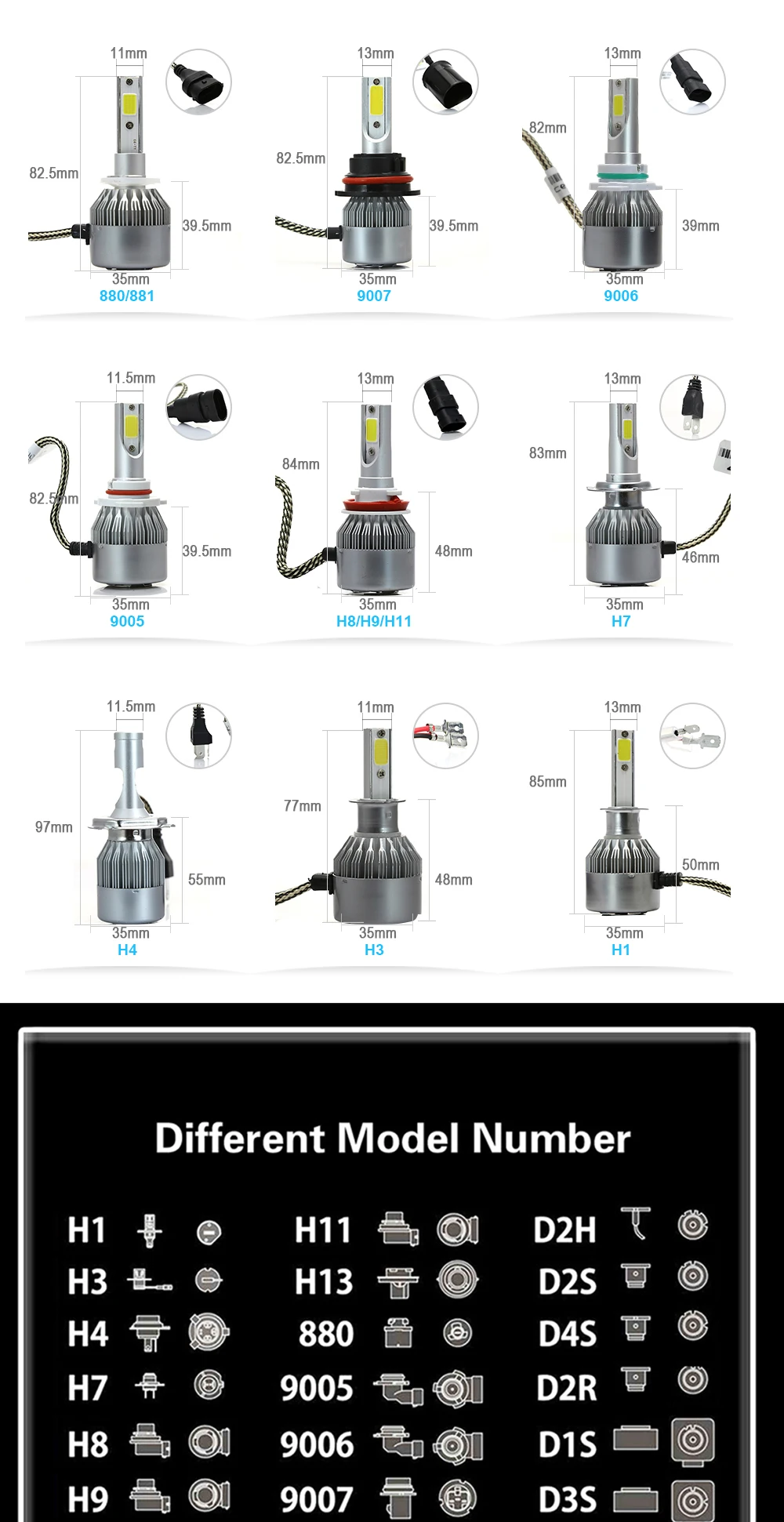 07 c6 h7 LED Car light 