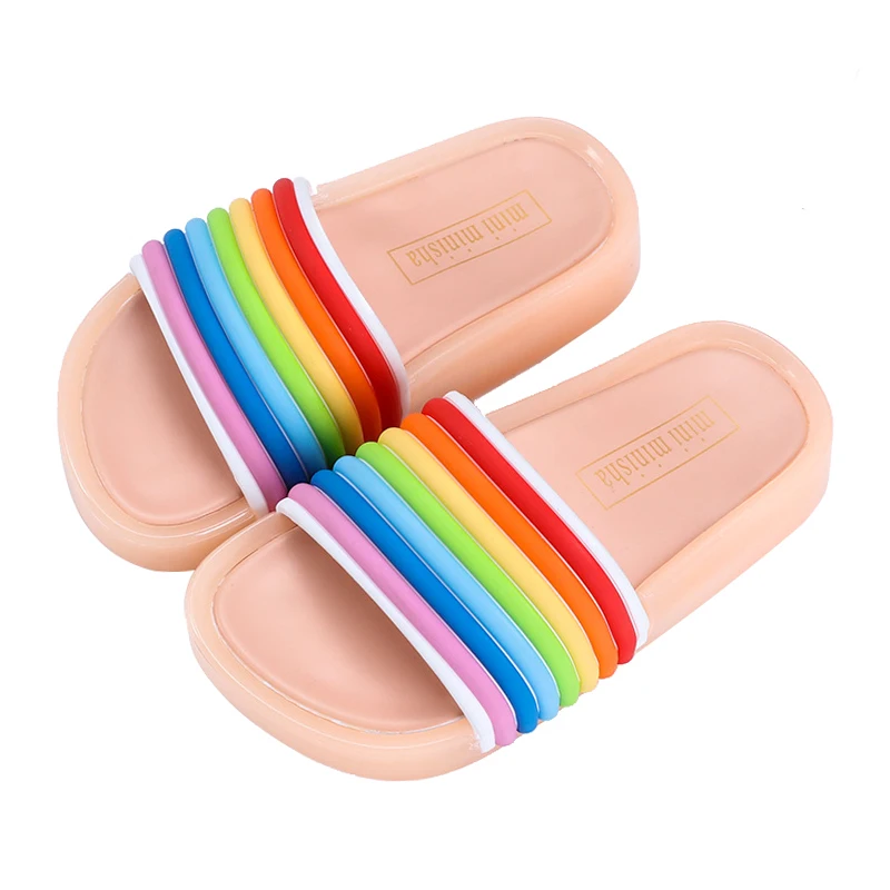 2019 New Summer Kids Slippers Toddler LED melissa Jelly Light UP Slippers Girls  Barefoot Boys Rainbow Glowing Beach Shoes