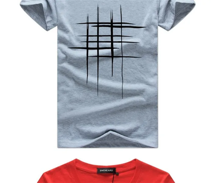 Простой Креативный дизайн линии крест печати хлопок футболки мужские Новое поступление Летний стиль короткий рукав мужская футболка Размер 5XL
