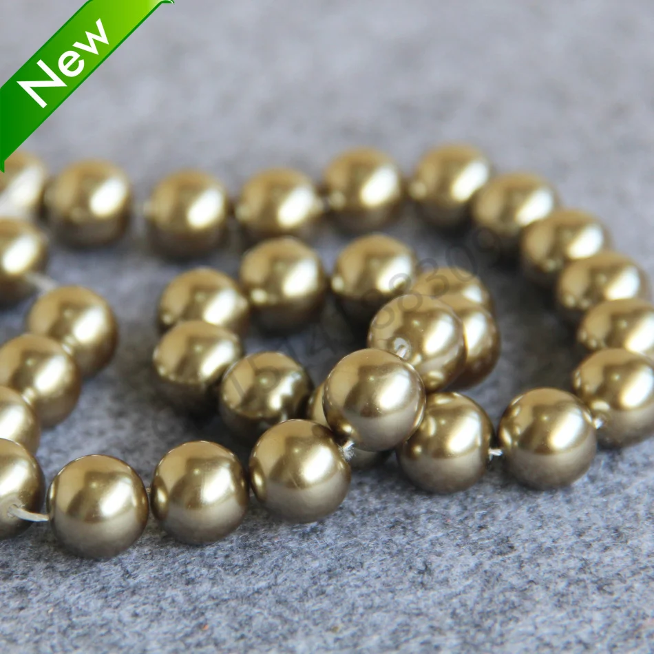 

Necklace Bracelet 4-14mm Gold-Color Shell pearl beads Seashell DIY gift for women loose Jewelry making design 15inch Wholesale