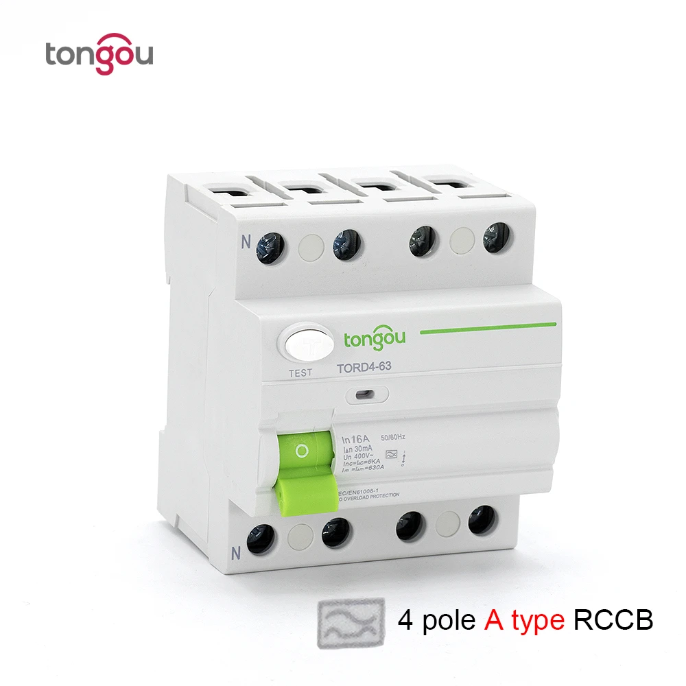 4 Pole 63a 30ma Type A Electromagnetic Type Rccb Rcd 400v 6ka Residual ...