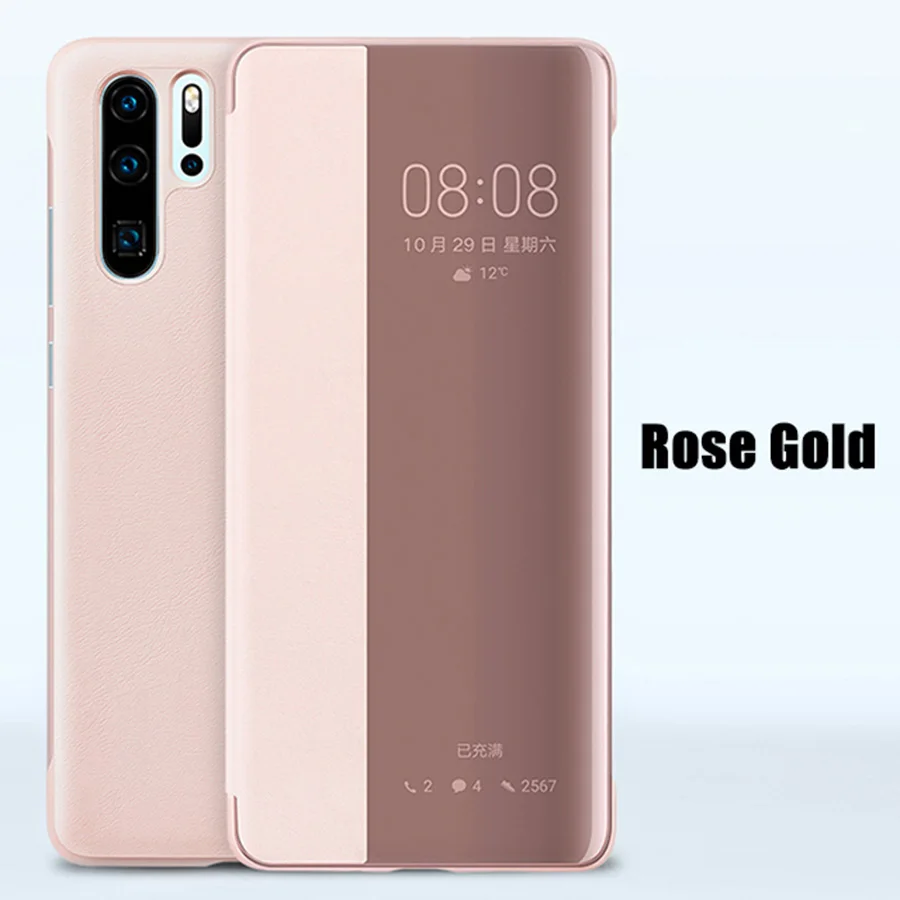 Умный чехол для huawei P30 Pro, чехлы P10 P20 P30 Pro, откидная Кожаная подставка, чехол RIJOW для huawei mate 20 9 10 30 Pro 5G - Цвет: Rose