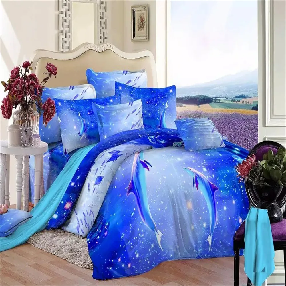 3D Oil Dream Universe внешний космический дизайн дельфина дети пододеяльник 4 шт без