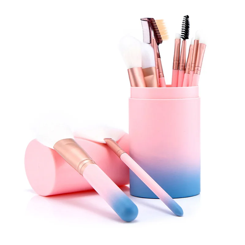 

AT FASHION 12pcs Makeup Brushes Set Concealer Foundation Blush Brush Eeyshadow Lip Eyebrow Brushes Make Up Tools Kit with Case