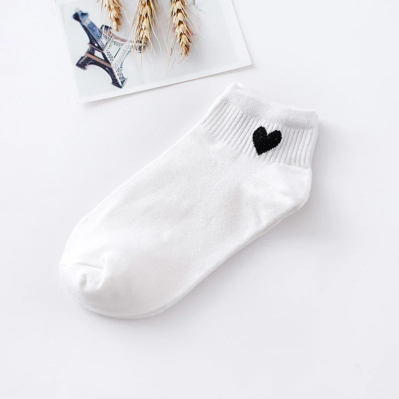 10pcs=5pairs Women Short Socks Red Heart Cute College Fresh Female Socks Soft Cotton Summer Autumn Hot Sale Girls Sock Meias Sox trainer socks womens Women's Socks