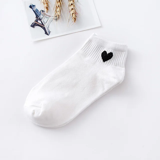 10pcs=5pairs Women Short Socks Red Heart Cute College Fresh Female Socks Soft Cotton Summer Autumn Hot Sale Girls Sock Meias Sox D