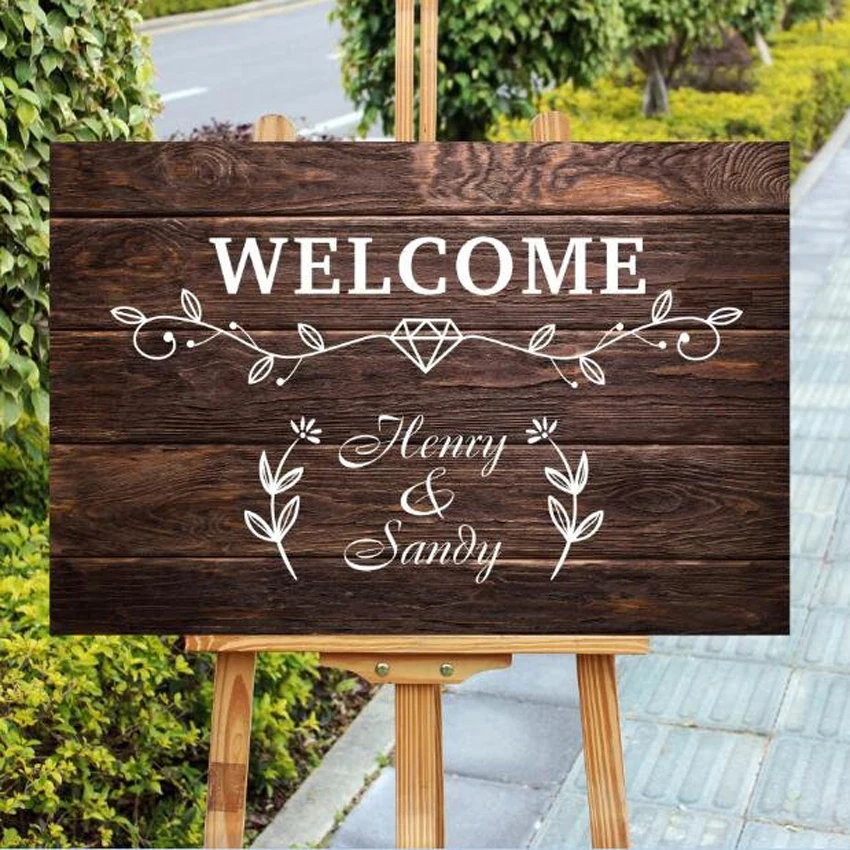 

Wedding Sign Art Vinyl Decal Stickers Mural Personalised Welcome Name Room Decor Mirror Board Wedding Decoration Poster N120