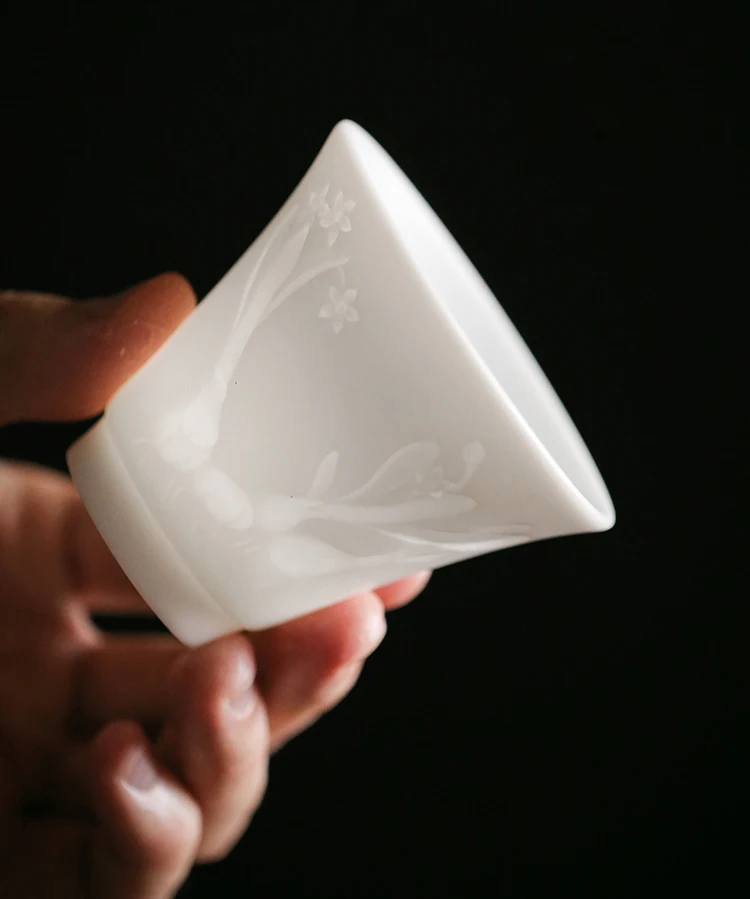 TANGPIN Dehua тисненая керамическая чашка белая фарфоровая чайная чашка ручной работы китайская чашка кунг-фу 70 мл