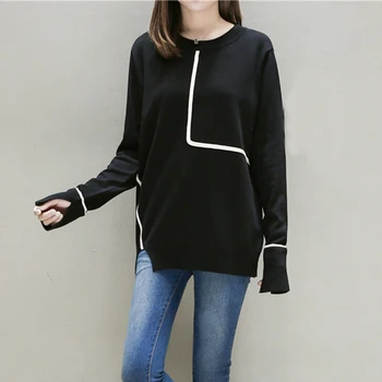 

Plus Size XL-5XL Women Knitting Tops Autumn Winter New Casual Loose Black Pullovers Knitted Sweaters Bottoming Knitwear L1513