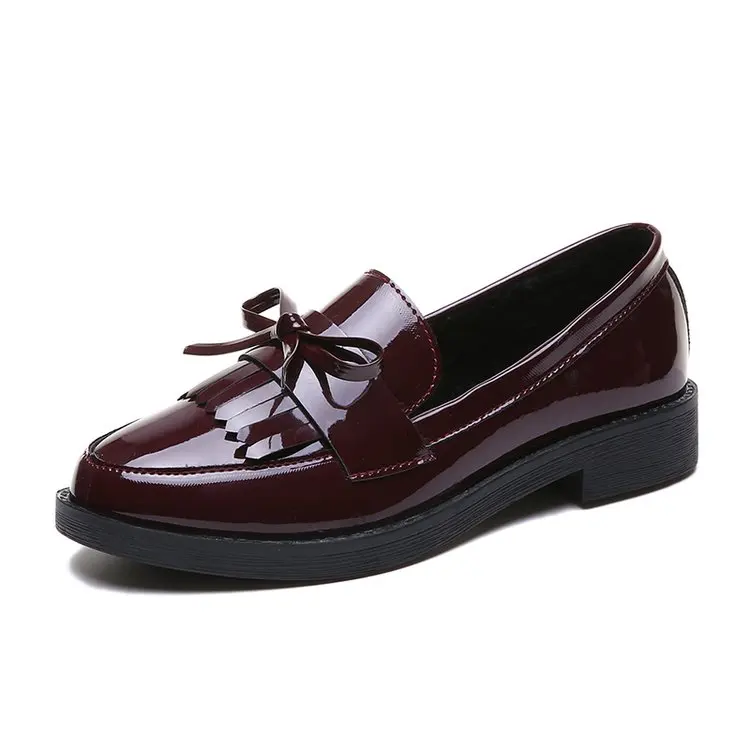 LIHUAMAO; Пенни-лоферы в британском студенческом стиле; женская обувь на плоской подошве; модельные вечерние туфли на плоской подошве с кисточками для офиса - Цвет: Красный
