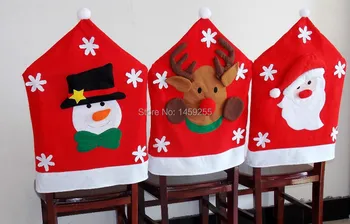 

4pcs hot sale Santa Claus Now Man Deer Red Hat Chair Back Covers for Christmas Dinner New Decoration