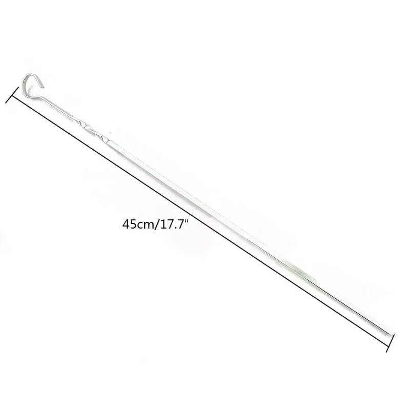 10pcs/lot Silver Metal BBQ Skewer Set for Chicken Kabob BBQ Skewers w/ Ring Hole Handle Flat Skewers Needle 45cm (17.7'')