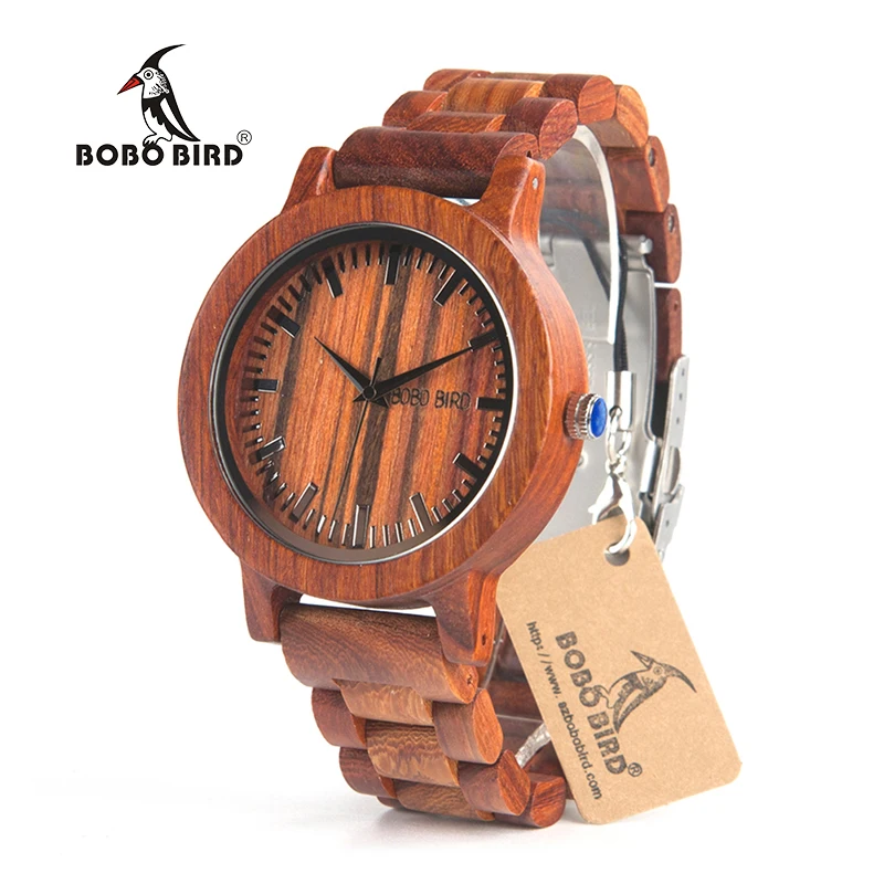 Мужские деревянные Роскошные Кварцевые часы ручной работы BOBO BIRD-M10 Аналоговые с