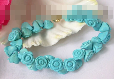 

FREE SHIPPING>>>@@ > 09366 flower handwork carve Turquoise bracelet