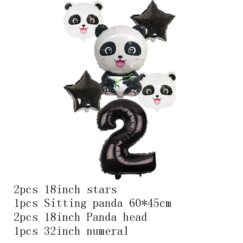 С днем рождения воздушный шар баннер набор 32 дюймов фольга номер шар панда День рождения украшения Дети 1-й воздушные шарики в виде животных цифры - Цвет: Balloon-Panda-2