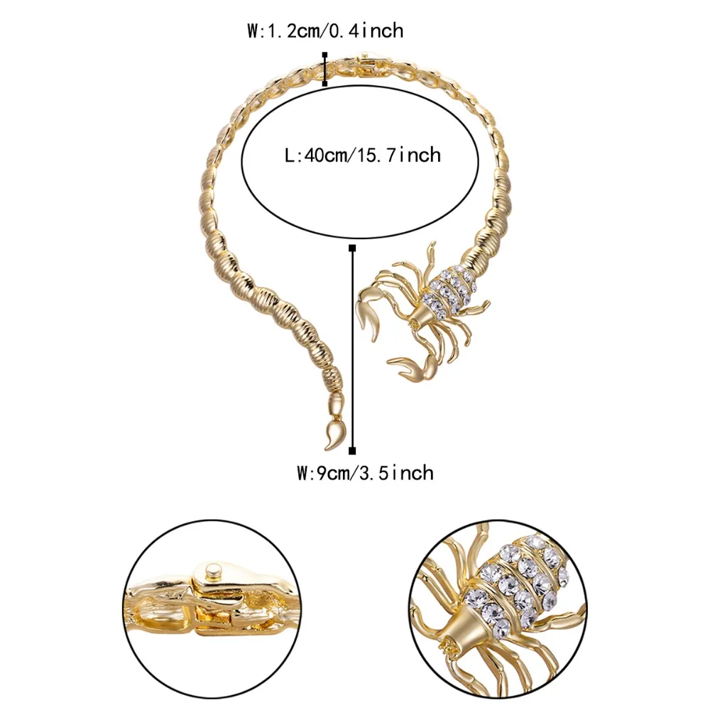 Ожерелье-чокер в виде скорпиона Tuliper, ожерелье из сплава для женщин, вечерние ювелирные изделия, подарок, Золотое колье