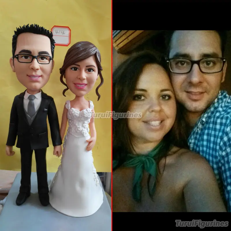 

Handmade Wedding Cake Topper custom Groomsmen gifts bobbleheads wedding gifts for parents wedding anniversary by Turui Figurines