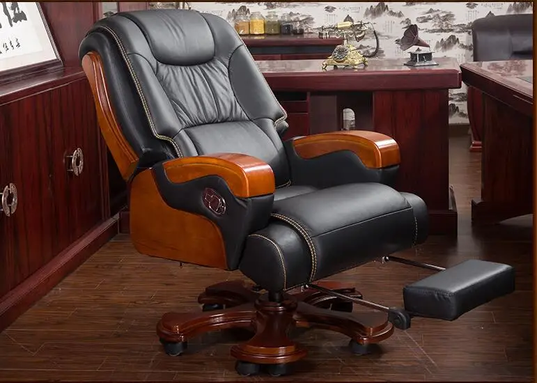 Кожаный стул босса массаж Лежащего офисные кресла домашний компьютер вращающееся кресло кожаное кресло