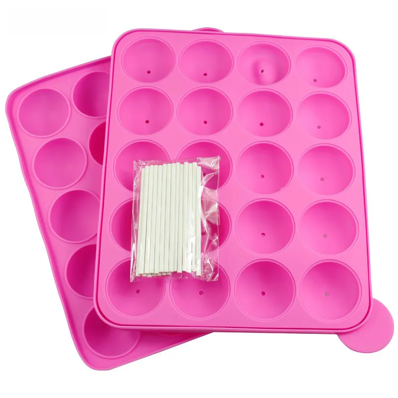 

20 Holes Silicone Chocolate Mold Pop Cake Stick Cupcake Mould Lollipop Sphere Maker Baking Mold Ice Tray Tool
