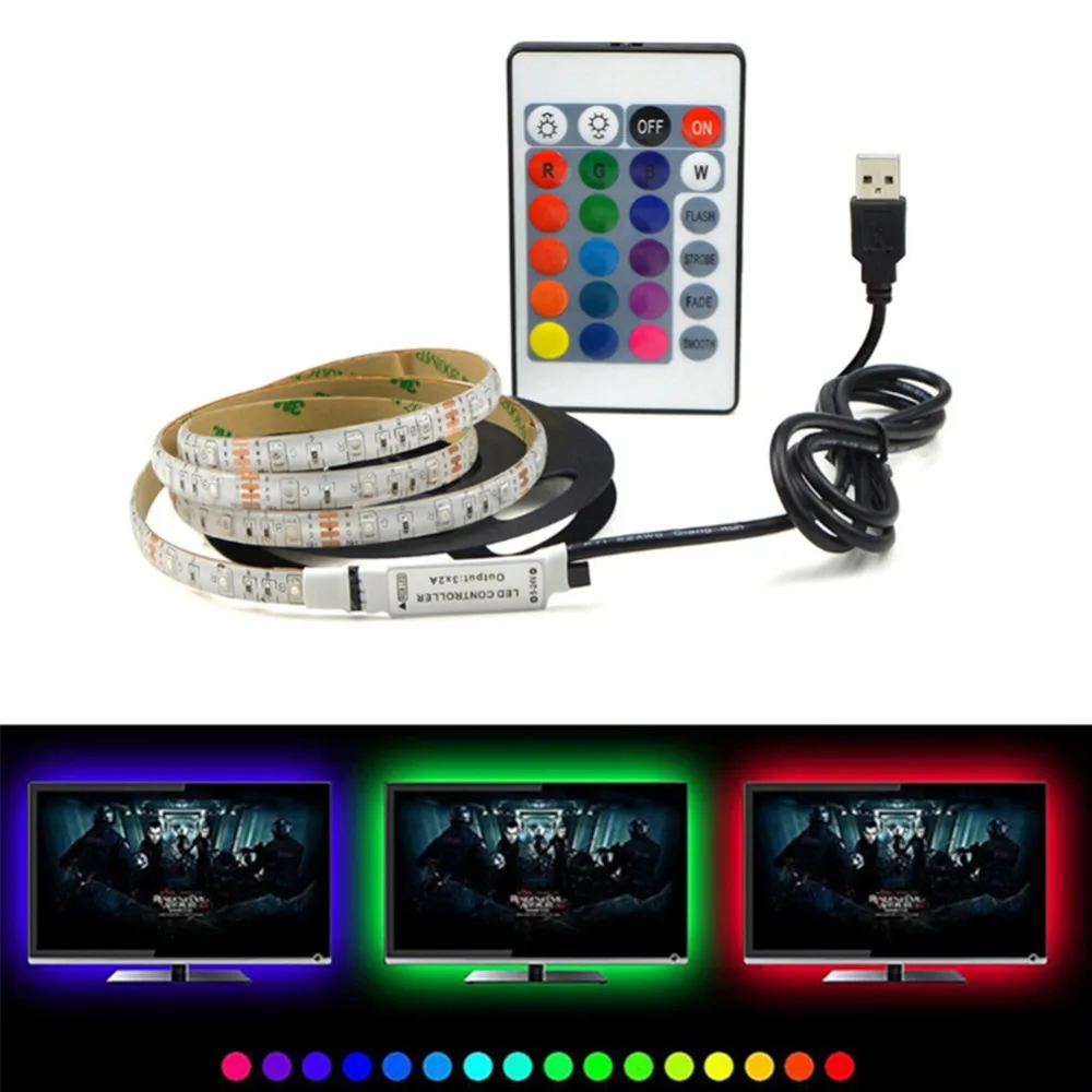 Adeeing USB 5 V светодиодный Водонепроницаемая гирлянда лампа Гибкая RGB меняющая световая лента с пультом дистанционного управления