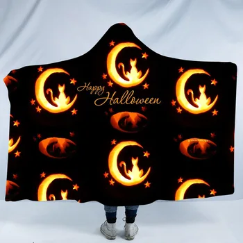 

SOFTBATFY Happy Halloween Hooded Blanket Fleece Throw Blanket Dropshipping