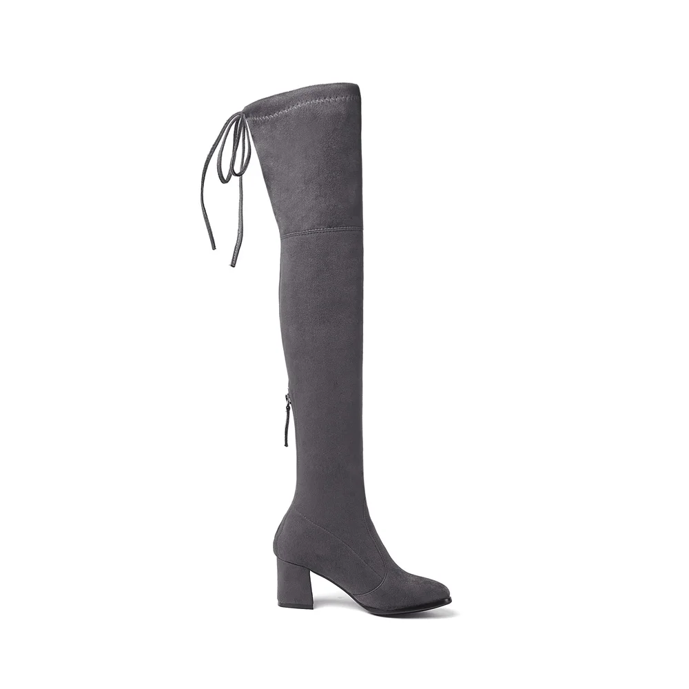 MORAZORA/Новинка года; модные эластичные женские сапоги из флока; ботфорты на высоком каблуке; женские сапоги; сезон осень-зима