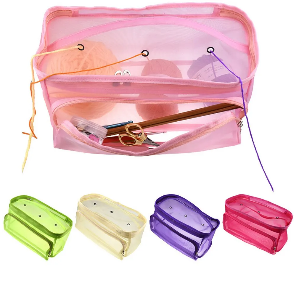 Пряжа сетчатый мешок для хранения Органайзер для ниток сплетенные сумки для вязания крючком спицы Швейные аксессуары путешествия швейная коробка