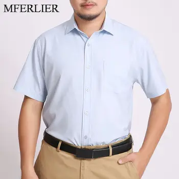 

MFERLIER Summer shirt men 5XL 6XL 7XL 8XL plus size short sleeve Bust 155cm large size men shirts