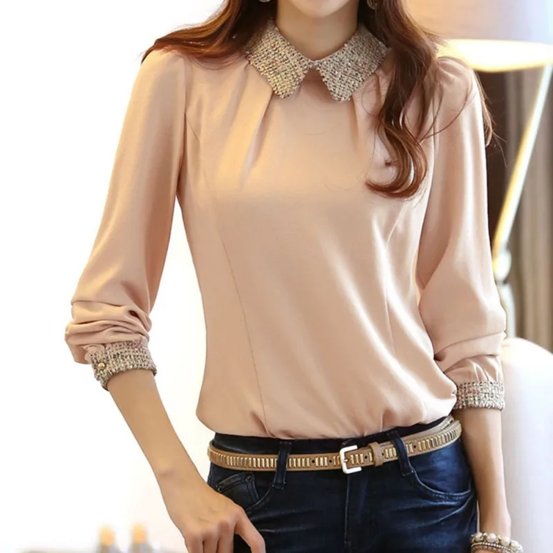 

Women Chiffon Blouse elegant slim long-sleeve female basic shirt Women Clothing Tops