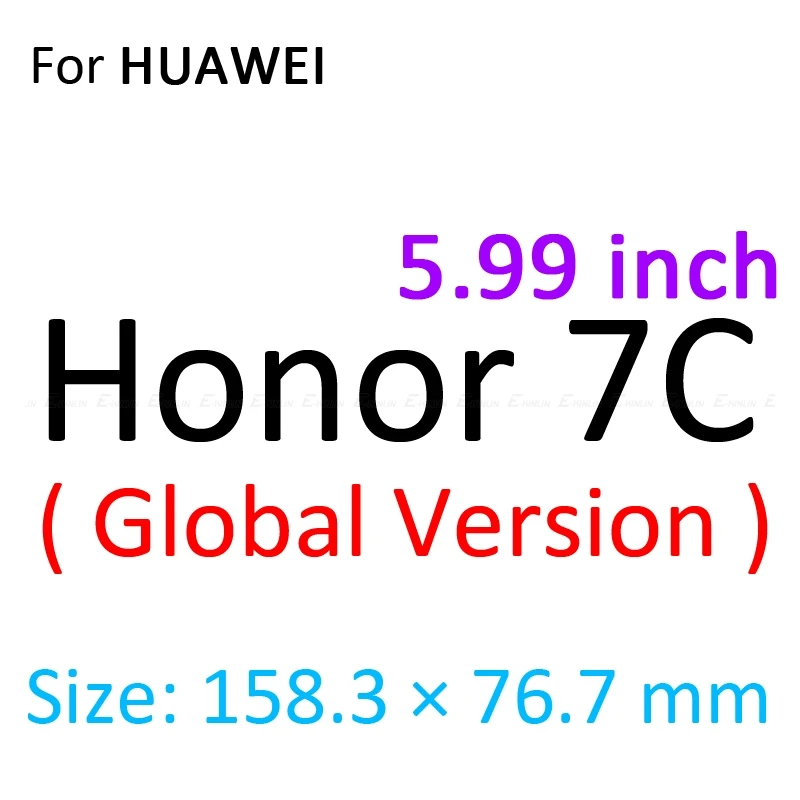 2 шт HD прозрачная защитная пленка для экрана, мягкая нано защитная пленка для HuaWei Honor 8X Max 8C 8A 8S 7S 7A 7C Pro - Цвет: For Honor7C 5.99inch