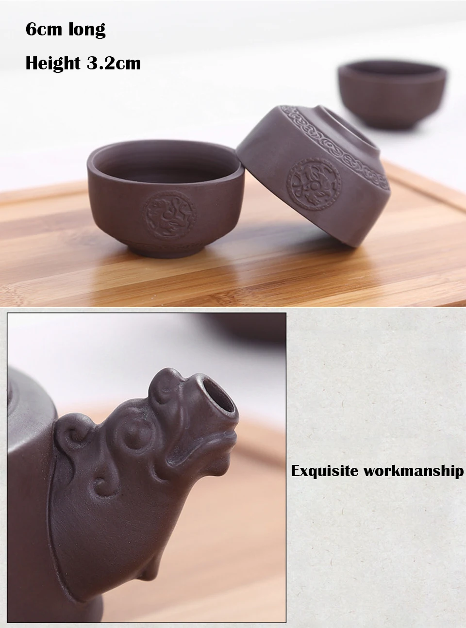 CAKEHOUD портативный дорожный чайный набор ручной работы китайский Ретро чайный набор кунг-фу Фиолетовый песок чайный горшок чашка бамбуковая чайная тарелка и чайный коврик