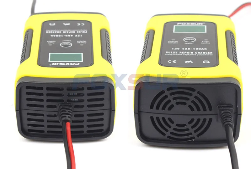FOXSUR 12V 5A Pulse Repair Charger with LCD Display Motorcycle & Car Battery Charger 12V AGM GEL WET Lead Acid Battery Charger battery charger,battery charger adapter