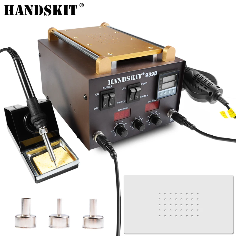 

Handskit 939DSMD Rework 3 in 1 Soldering Station With Hot Air Rework Station Touch Screen Separator For Mobile Phone Repair