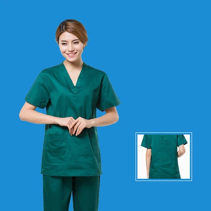 V-образным вырезом медицинские наборы для скраба хирургические халаты доктора медсестры униформа одежда рабочая одежда для больниц комбинезоны одежда лабораторные пальто и брюки
