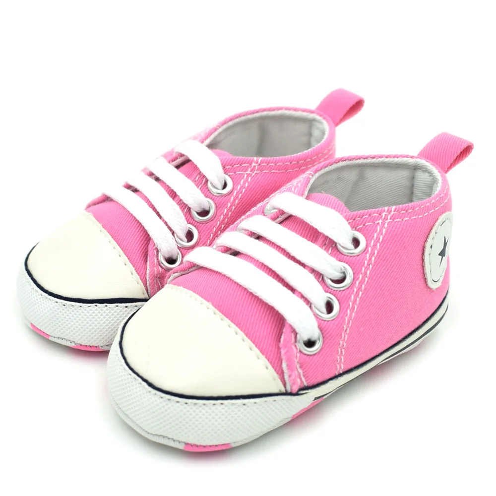 Холст Классические обувь для мальчиков и девочек для новорожденных спортивные кроссовки младенческой малыша первый ходунки мягкая подошва против скольжения кроватки обувь 0-18 м D3 - Цвет: Розовый