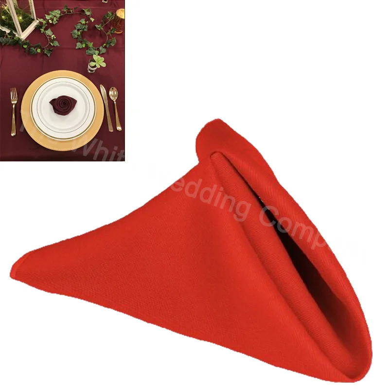 Red Wedding Napkins 16x16inch Linen Table Decor Polyester Material