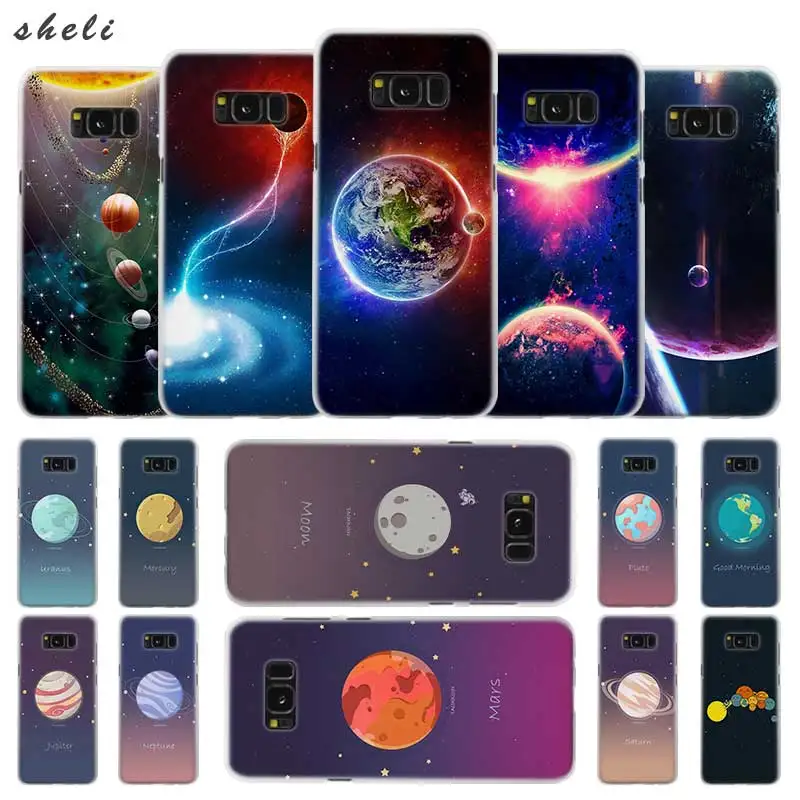 

Sheli Cosmos Star Transparent Note 10 9 pro hard Case Cover for Samsung Galaxy S4 S5 S6 S7 S8 S9 Plus Edge Mini s10 lite